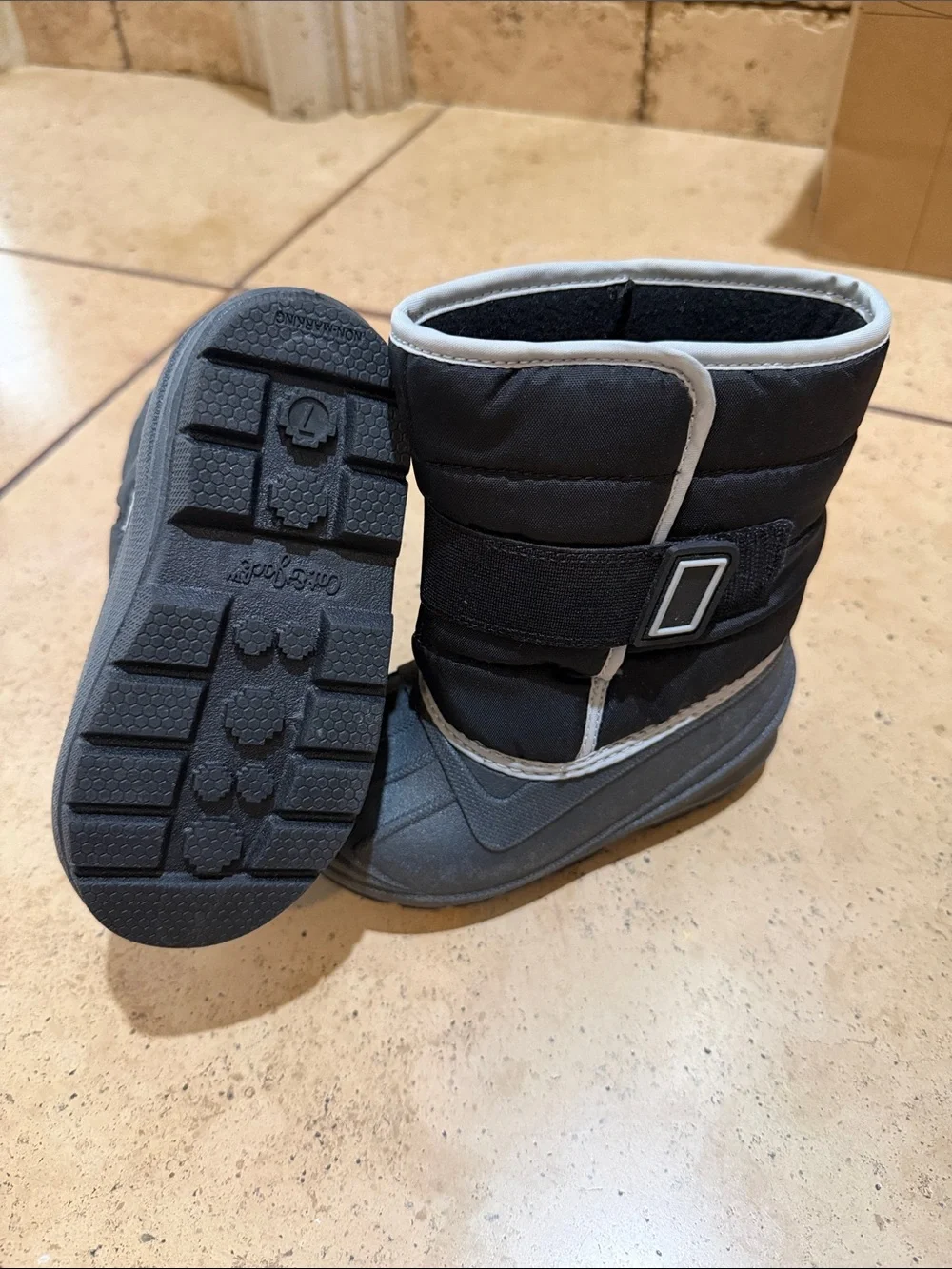 Cat & Jack Kids Black and Gray Waterproof Snow Boots